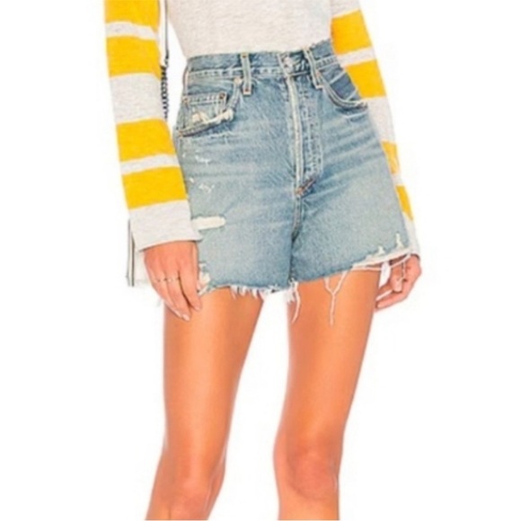 AGOLDE Dee Short High Rise Distressed Raw Hem in Light Muse Wash A9034-1141 - Picture 8 of 8